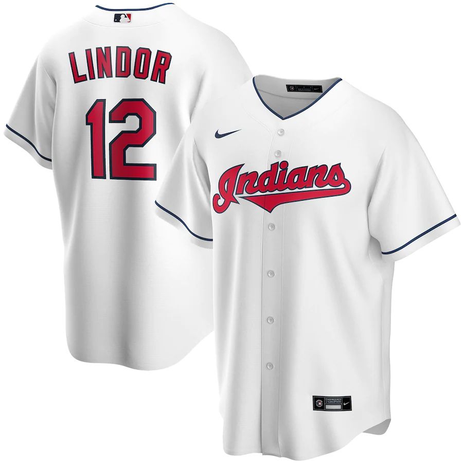 Youth Cleveland Indians 12 Francisco Lindor Nike White Home Replica Player MLB Jerseys